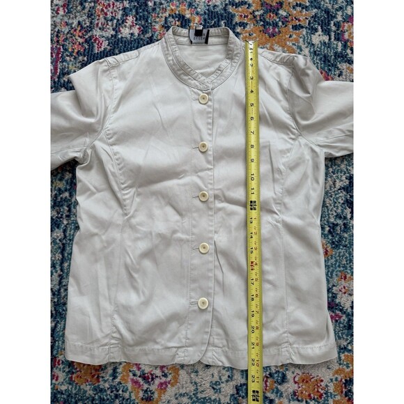 Eileen Fisher Khaki Cotton Utility Blazer Mock Collar Button Down Sz Petite PP - Picture 5 of 8